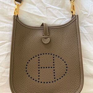 Evelyne 16 Bag by HERMES in Etoupe with Gold Hardware